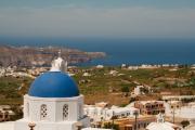 Santorini, Pyrgos - panorama cu biserici